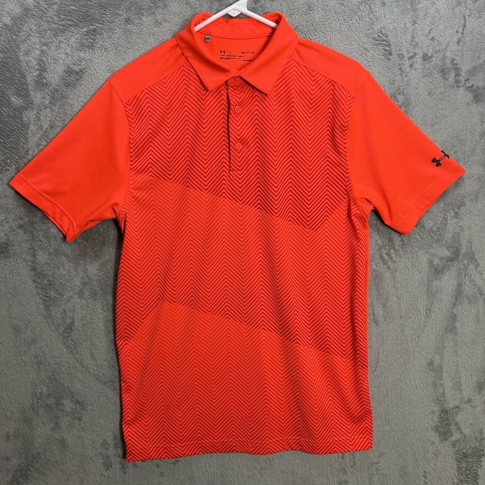 Under Armour Shirt Mens Small Orange Short Sleeve Golf Polo‎
